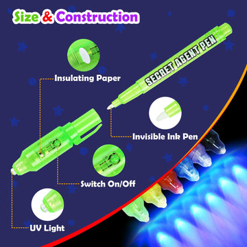 Invisible Ink Pens, 12 Pack Disappearing Ink Pens & 12 Pack Mini Notebooks, Magic Spy Kit For Boys Birthday Party, Halloween, Christmas Stocking Stuffers, Coolest Party Favors For Kids Classroom Gifts