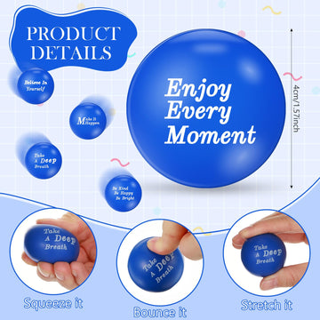 Poen 120 Pcs Motivational Stress Balls Bulk 1.57 Inch Foam Squeeze Sensory Stress Balls Inspirational Relief Toys for Anxiety Fi