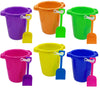 4E's Novelty 6 Pack 7.5'' Beach Buckets and Shovels for Kids Bulk - Strong Large Sand Bucket for Toddler Beach Toys for Kids 3-1