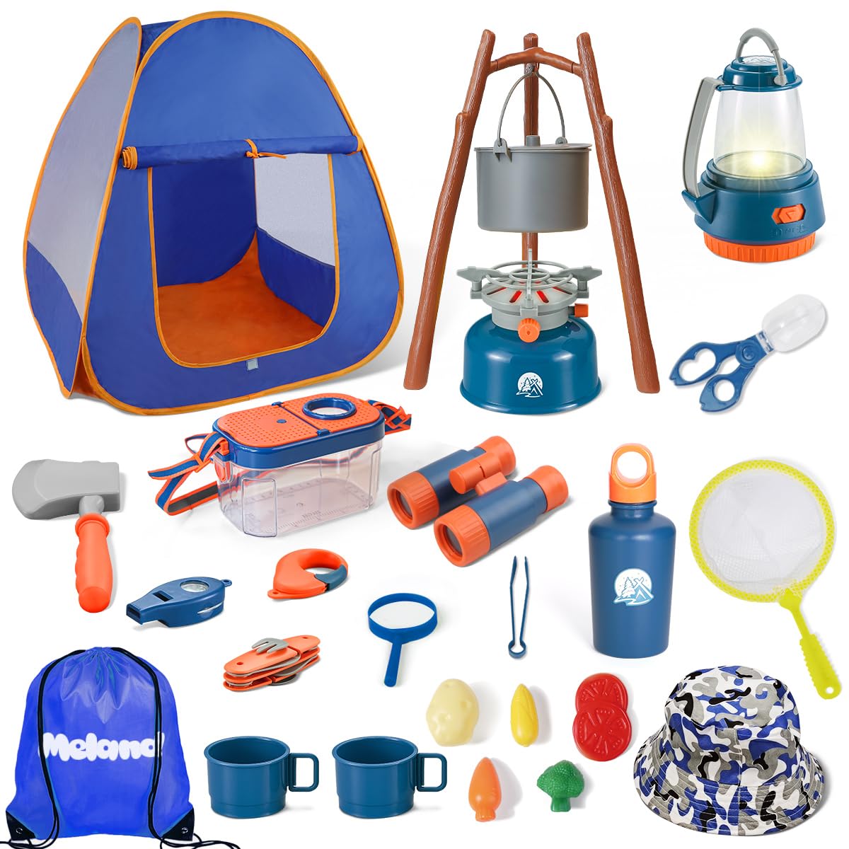 Meland Kids Camping Set With Tent - Camping Gear Toy With Pretend Play Outdoor Toy For Toddlers Birthday Gift