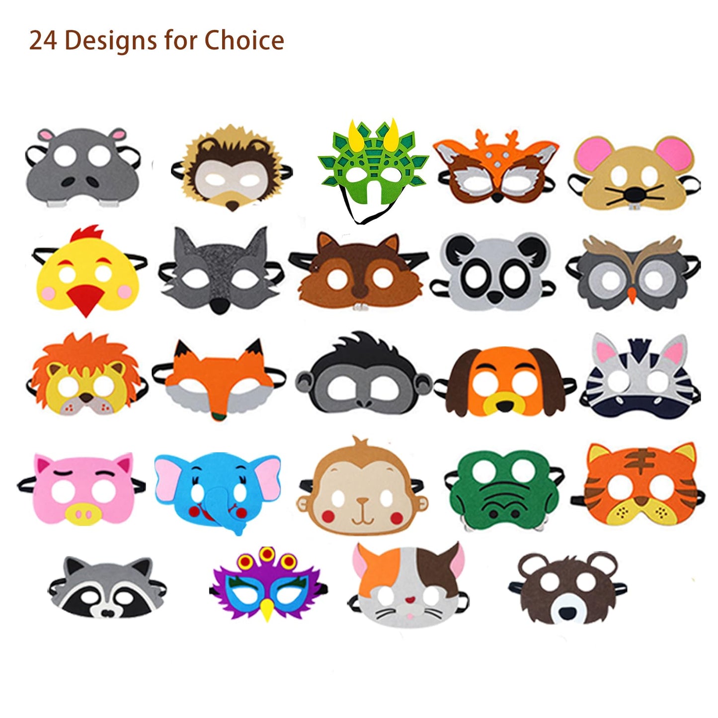 Jtnohx Felt Animal Masks, 10 Pcs Halloween Mask, Animal Costume for Birthday Party Supplies (hippo Mask)