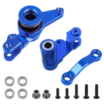 HobbyPark Aluminum Steering Bellcranks and Servo Saver Set w/Bearings For Traxxas 1/10 Slash 4x4 Hop-Up Upgrade Parts Navy Blue