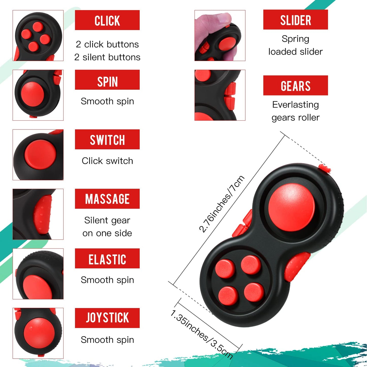 Gejoy 3 Pieces Handheld Mini Fidget Toy Set Includes Six Roller Chain And Key Flippy Bike Pad Stress Relief Toys For Adults Teens Relieve (Black Red), Hb-Gejoy-Set039