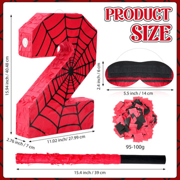 Simgoing Number 3 Spider Web Piata Bundle with Blindfold Small Piata Birthday Party Decoration for Mexican Fiesta Cinco De Mayo