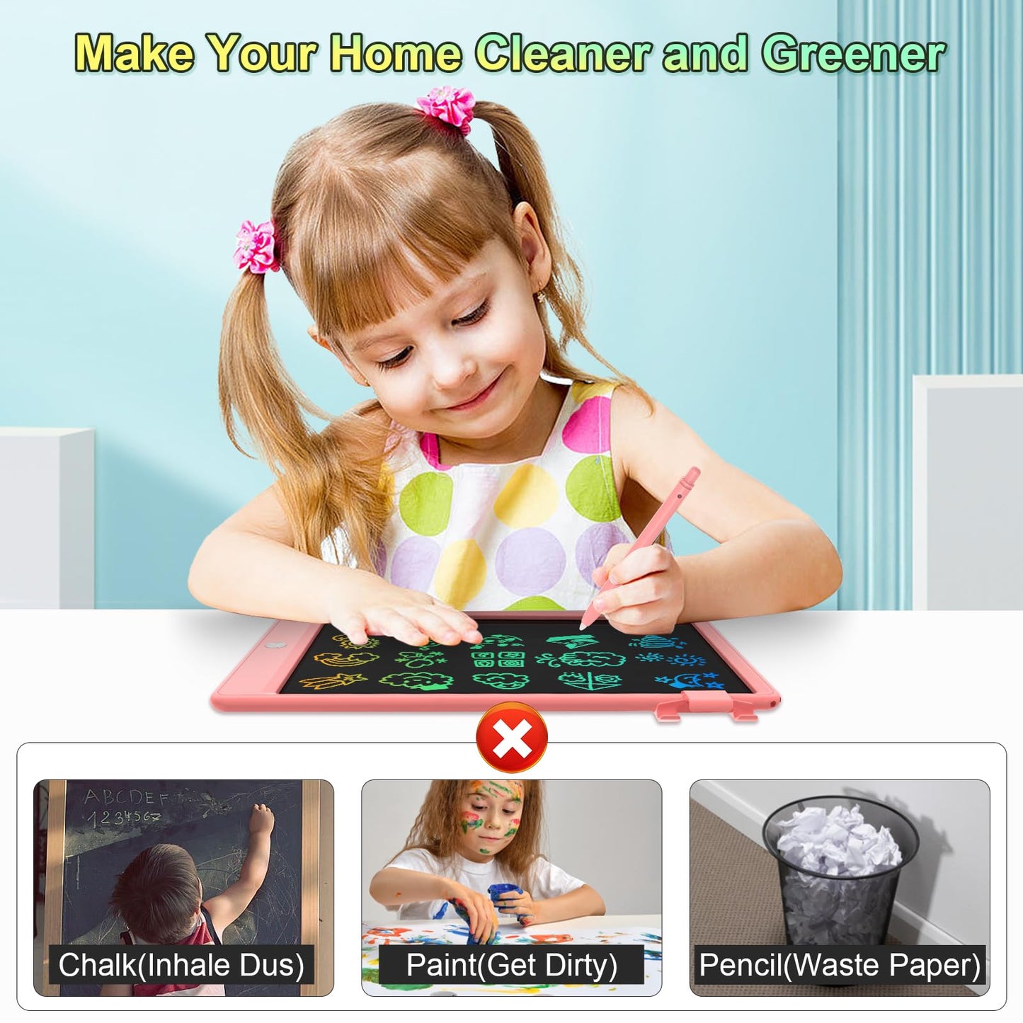 CHAFEGY LCD Writing Tablet 8.5 Inch, Colorful Doodle Board Drawing Tablet, Drawing Pad, Learning Toys for 3-6 Years Old Boys and