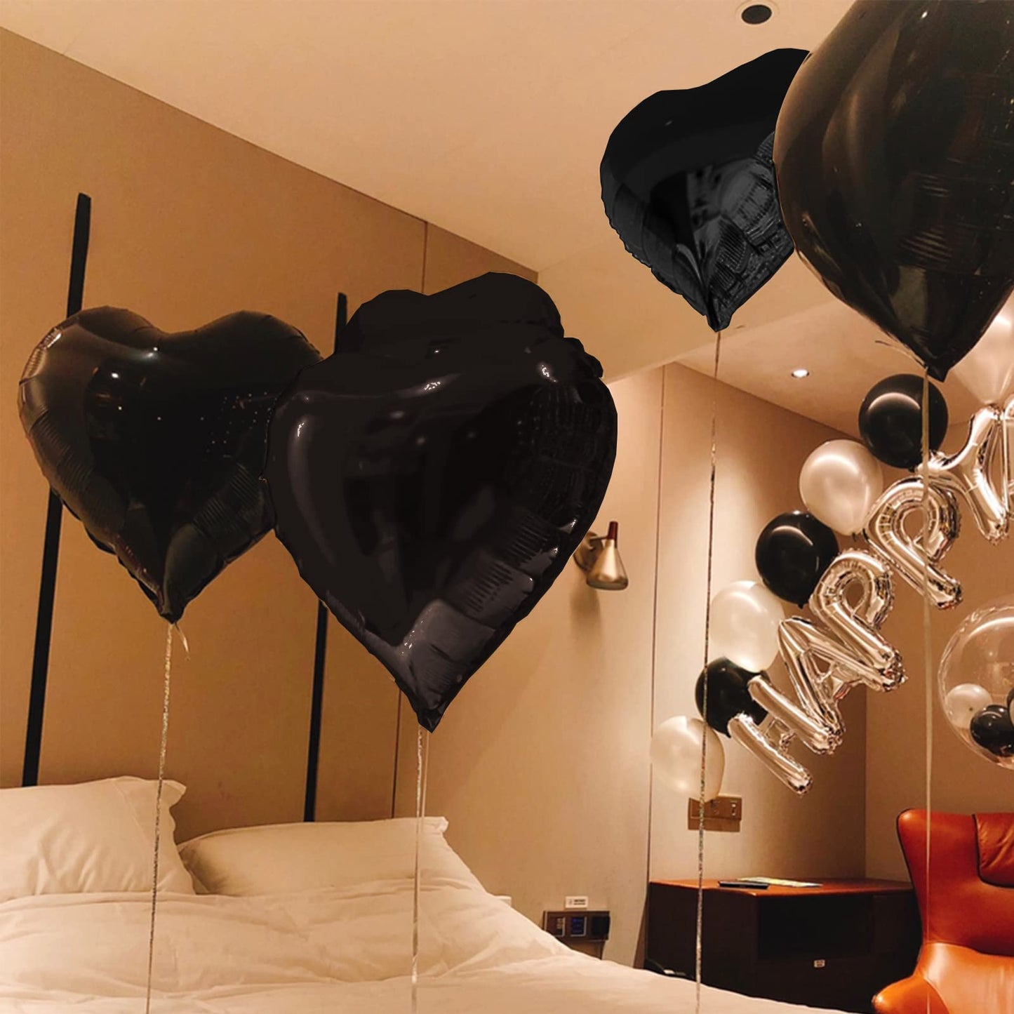30 Pcs Black Heart Balloons 18In Foil Heart Shaped 18 Inch Balloons Helium Mylar Balloons Foil Balloon Decoration For Women Girl
