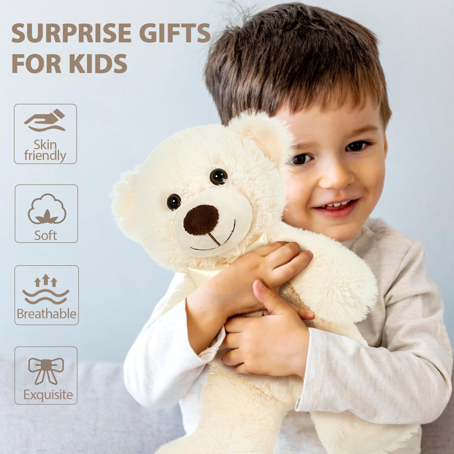 Morismos 10 Packs Bulk Teddy Bear Baby Shower, Small White Teddy Bears Stuffed Animals In Bulk, 14' Stuffed Bears Plush For Kids