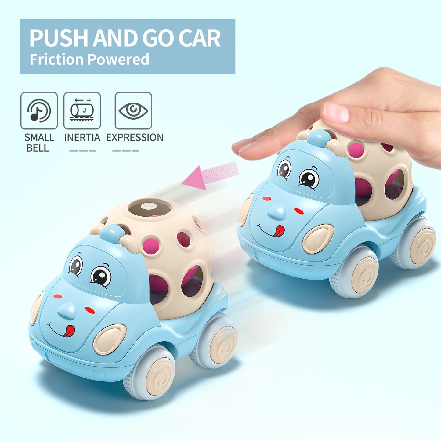 Toy Cars For Toddler Girl Valentine'S Day Gift Push And Go Rattle Car, Toddlers Push Cars Play Car Toys, Valentines Day Gifts Fo
