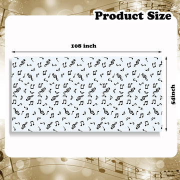 108 X 54 Inch Musical Notes Tablecover Musical Plastic Tablecloth Disposable Table Cover Notes Theme Birthday Party Decoration Supplies(2 Pieces)