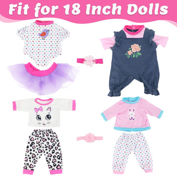 4 Sets Baby Doll Clothes For 14-18 Inch Dolls, 16 Inch Baby Doll Fashion Clothes Dresses And Accessories Outfits For New Born Ba