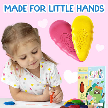 12 Water Drop Crayons - Non Toxic Crayons for Toddlers - Washable, Easy To Hold - For Toddlers, Kids Ages 3-8 - Ergonomic Shape