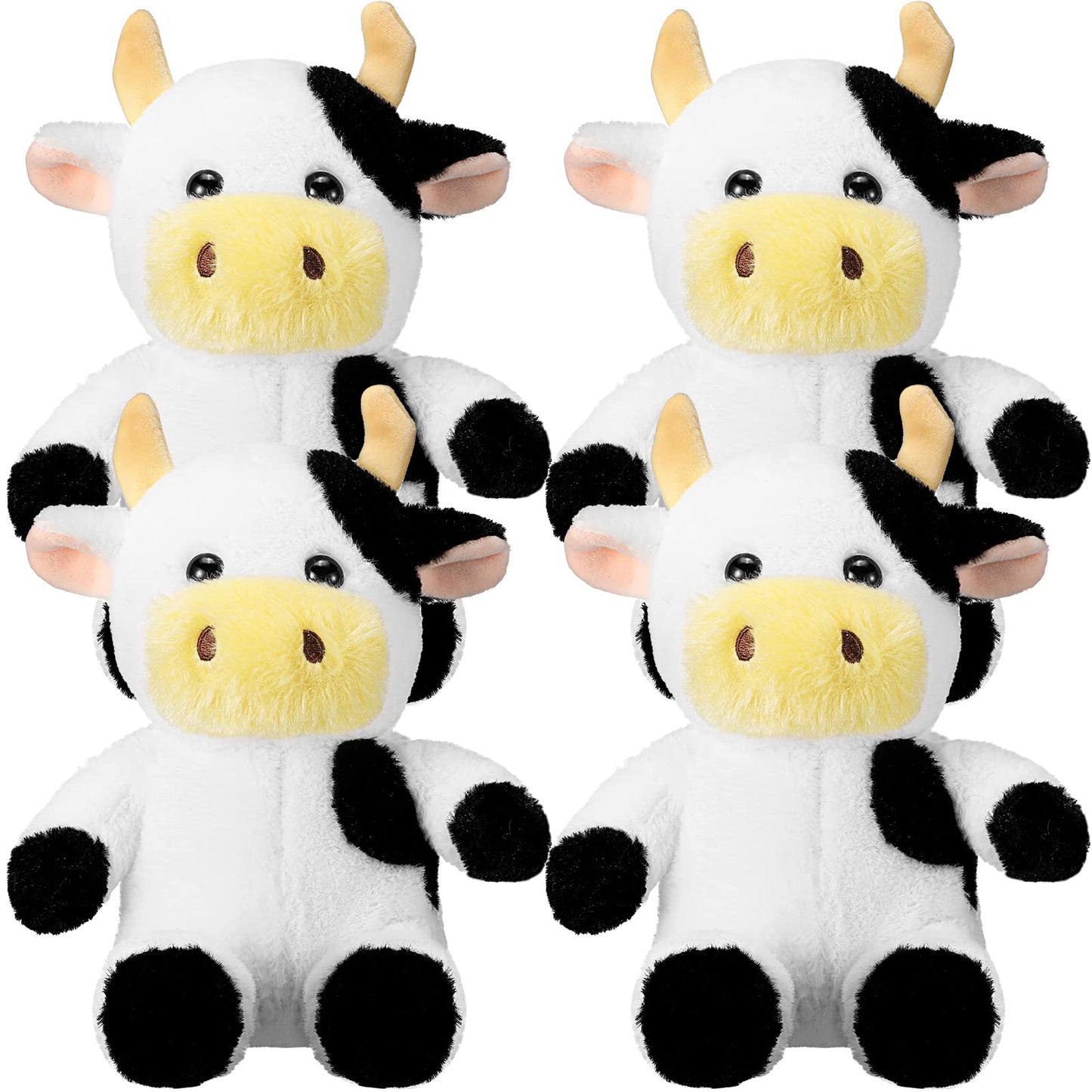 Wettarn 4 Pcs Cows Stuffed Animal Bulk 9.8'' Cow Plush Toy Cows Dolls Cute Soft Cuddly Cow Party Birthday Gifts Cow Party Decor