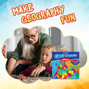 GeoToys GeoPuzzle, World Shaped Jigsaw Puzzles, 68 Pc Geography Puzzle, Geography Game & Map Puzzle, Jigsaw Puzzles for Kids Age