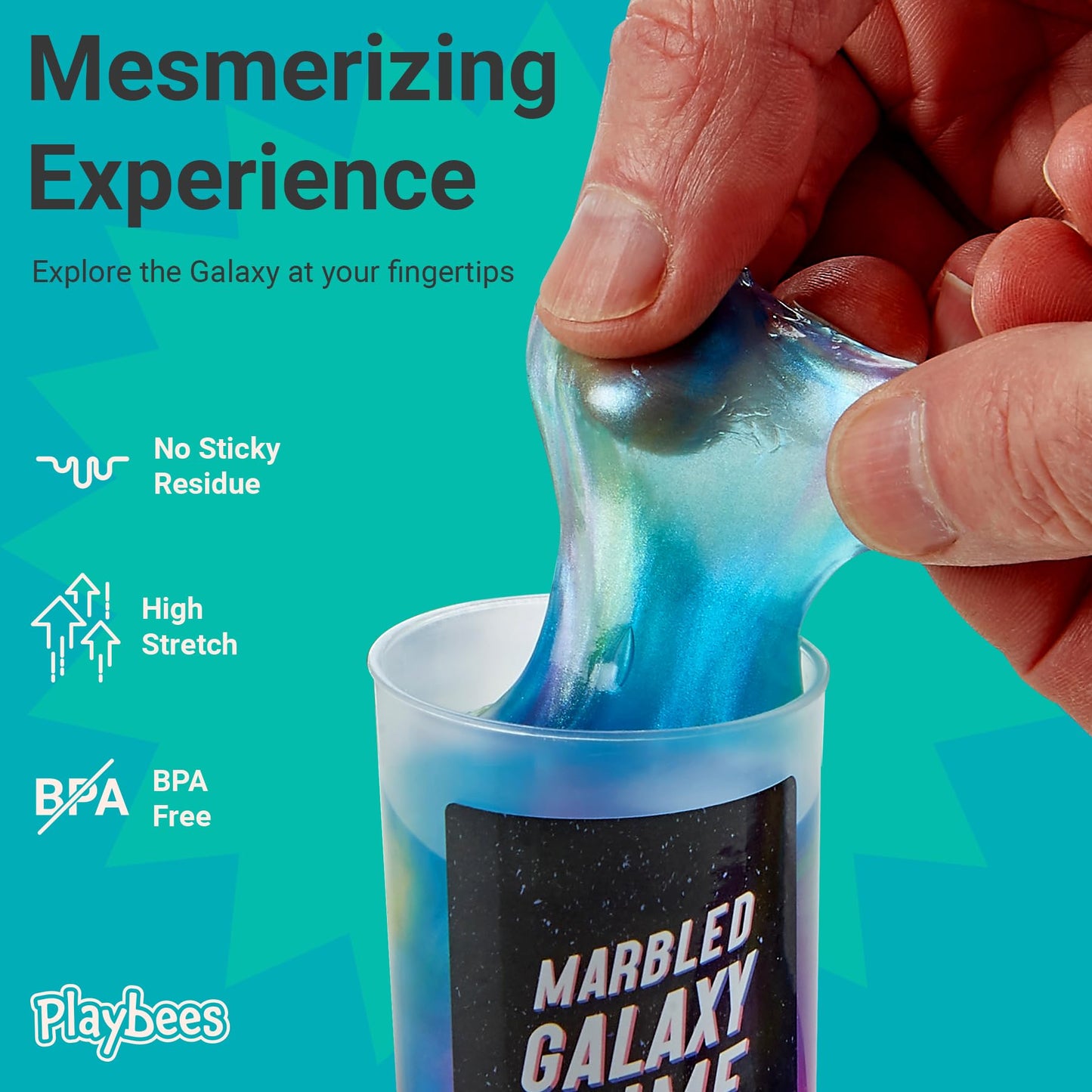 Playbees Galaxy Slime 6 Pack Marbled Slime Gooey Unicorn Fidget Kit Party Favors Safe For Girls Boys Stretchy & Non-Sticky Super
