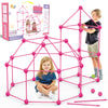 SpringFlower 140 Pcs Fort Building Kit - STEM Construction Toys for Kids, Large Pink Set for Ages 3-12, Indoor & Outdoor Activity