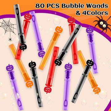 SpringFlower 80 PCS Halloween Party Favor For Kids, Halloween Mini Bubble Wands Halloween Gifts For Trick Or Treating, School Cl