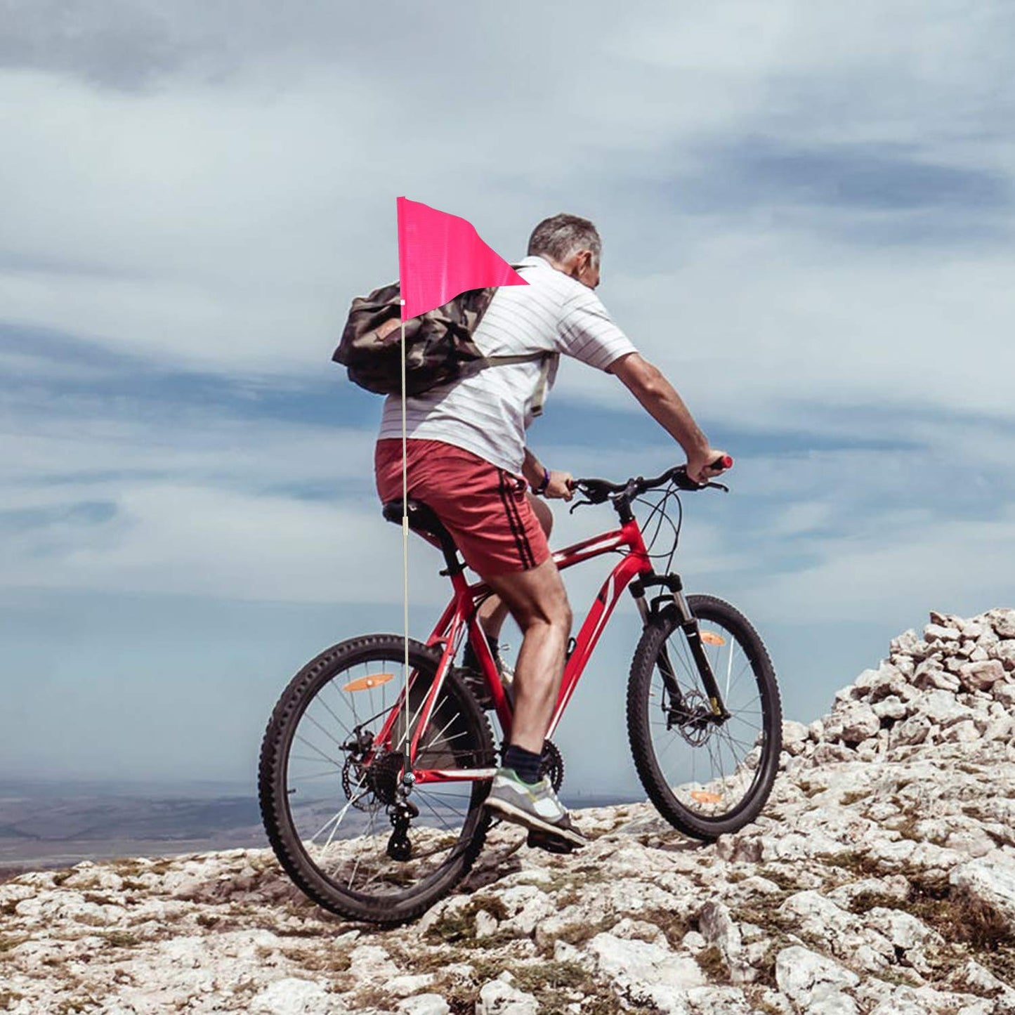 Nother 6Ft Bike Safety Flag With Pole Reflective Bike Trailer Safety Flag With Bicycle Mounting Bracket Height Visibility Bicycl
