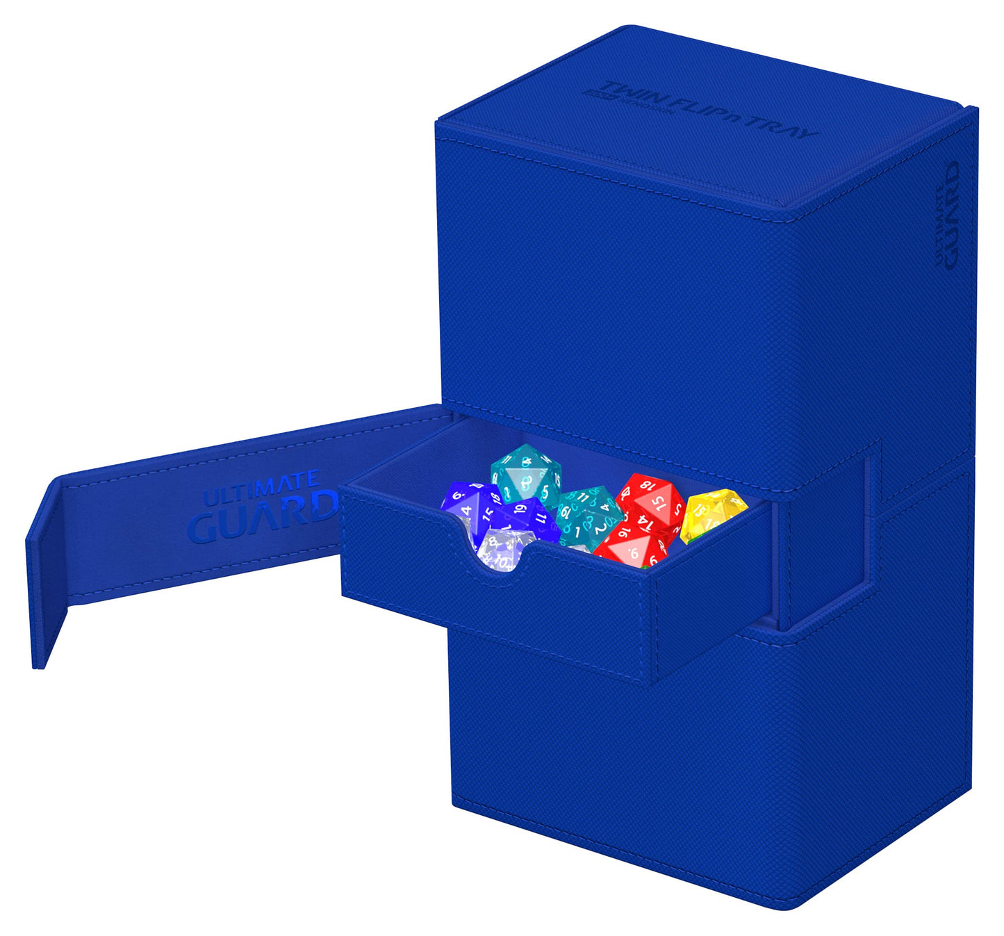 Ultimate Guard Twin Flip'N'Tray 200+, Deck Case For 200 Double-Sleeved Tcg Cards + Dice Tray, Blue, Independent Magnetic Closure & Microfiber Inner Lining
