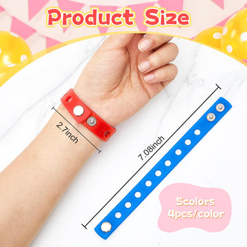 Aoriher 20 Pieces Silicone Charm Bracelets Kids Operation Christmas Silicone Wristband Gift Adjustable Rubber Bracelet with Hole