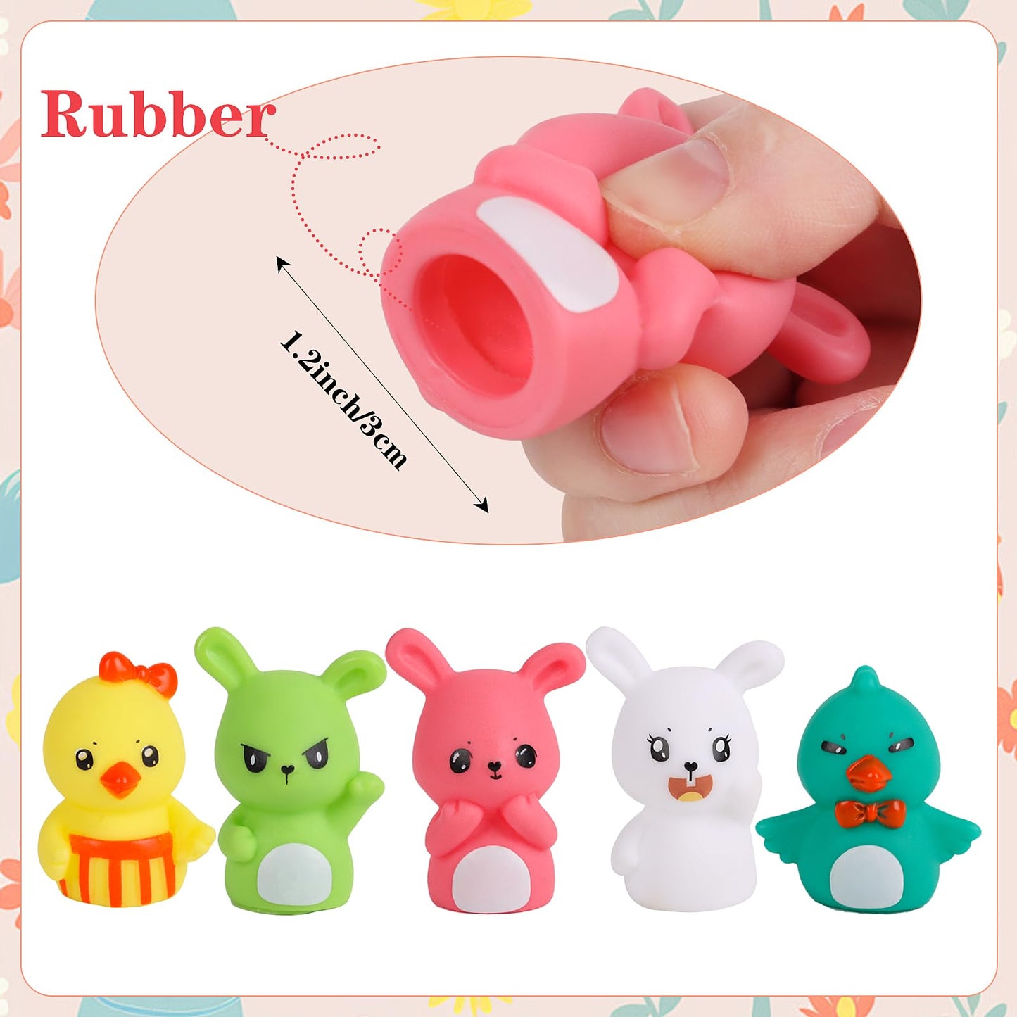 Foimas Easter Finger Puppets Toys,5Pcs Bunny Chick Finger Puppet Toys For Kids Easter Basket Stuffer Egg Filler Gift Bag Fillers