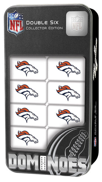MasterPieces NFL Denver Broncos, Double Six Collector Edition Dominoes Game, For Ages 3+, Black, One Size (41632)