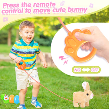 Catchcute Plush Bunny Easter Toys For Kids,Interactive Bunny With Sounds,Can Walk,Wag Tail And Twitch Nose With Remote Control L
