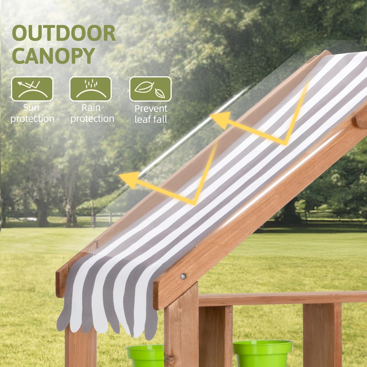 Oook Mud Kitchen For Kids Outdoor, Kids Kitchen Playset With Canopy, Gardening Tools, Chalkboard, Flower Pot, Cookingware, Remov
