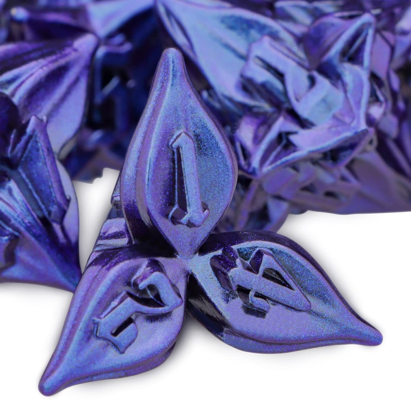 ARUOHHA DND Dice Set Blue Dungeons and Dragons Leaf Design Metal D&D Dice, Handmade D + D Polyhedral Dice RPG Role Playing Dice