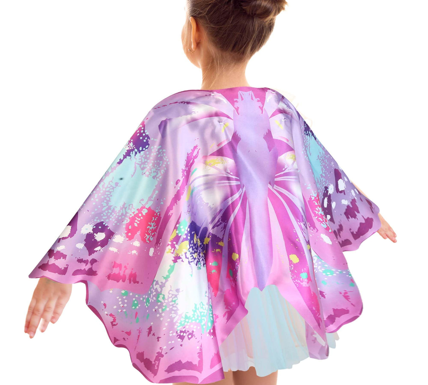 D.Q.Z Fairy Butterfly-Wings Costumes For Girls Dress Up Clothes Rainbow Tutu Mask Headband Role Play Toys For Girl 3-8 Gift (Pur
