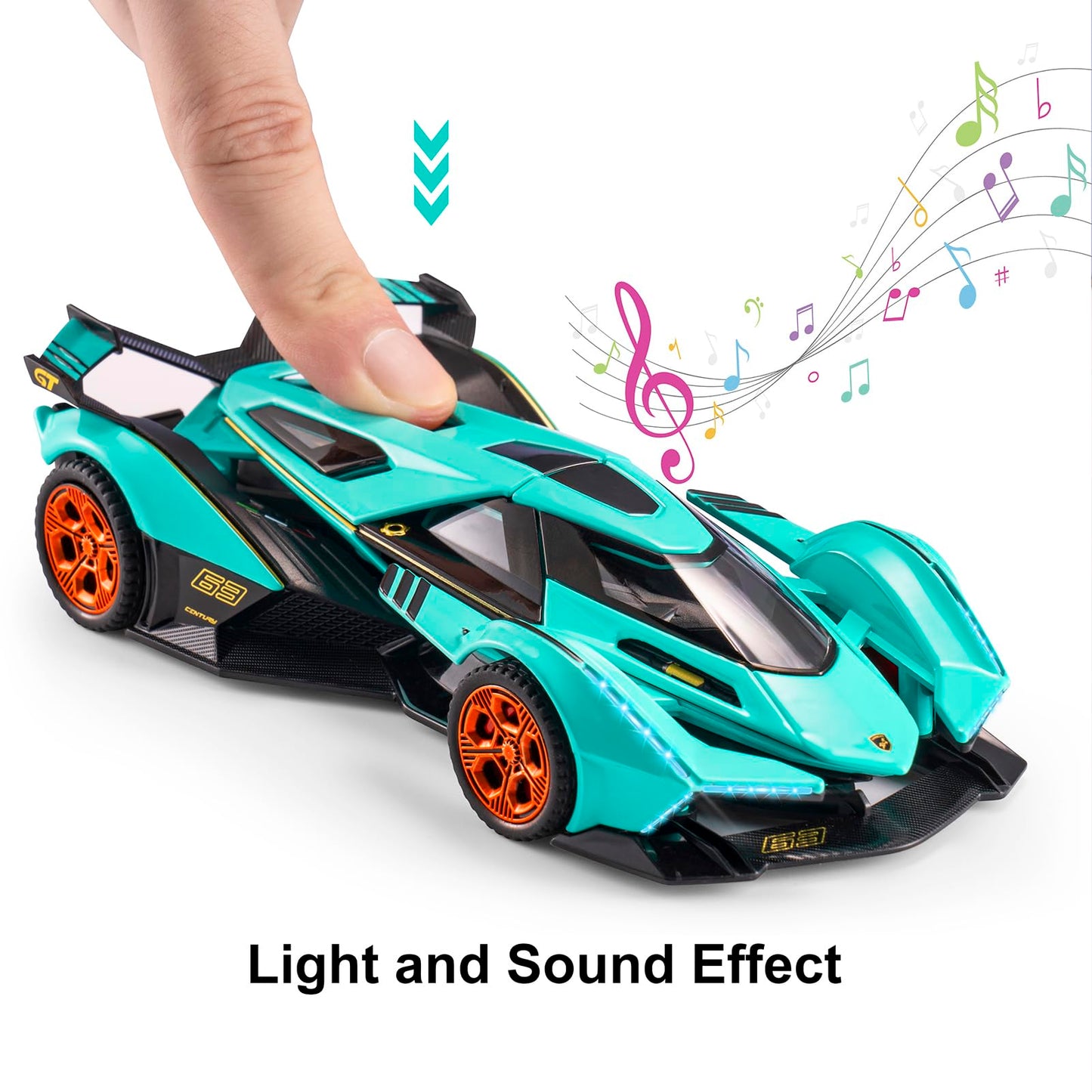 SASBSC Toy Cars Lambo V12 Sports Car Toy with Light and Sound Diecast Metal Model Cars for 3+ Year Old Boys Pull Back Race Car G