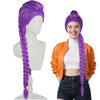 SFYANGXI Long Purple Cosplay Wig with Braid Ponytails - Halloween Cosplay Wigs for Women Costume Party