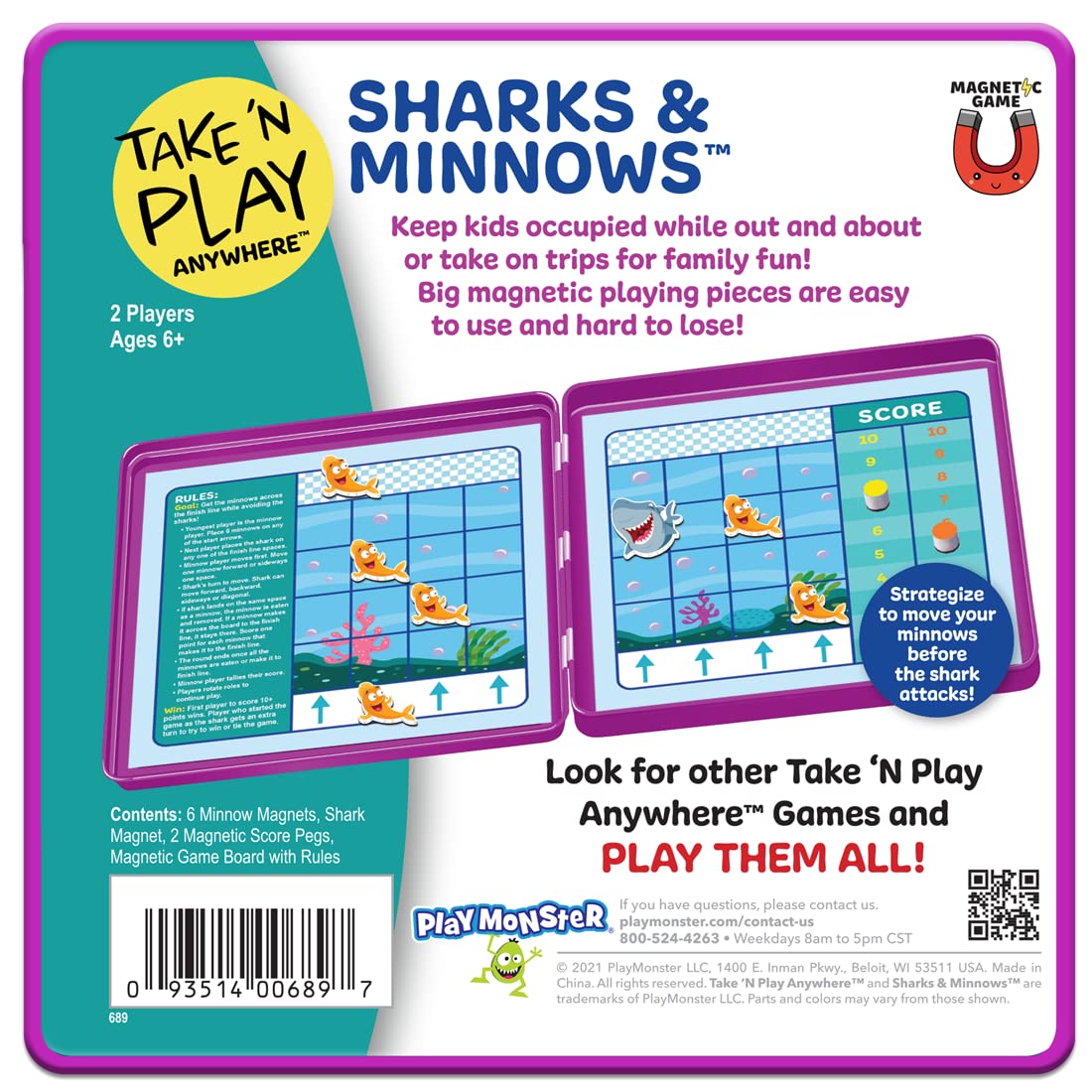 Take N Play, Anywhere Sharks & Minnows, Board Games For Kids- Board Games For Family Night, Family Games, Game Night, Family Board Games, Kids Toys, Travel Games, Preschool Toys, Ages 6+
