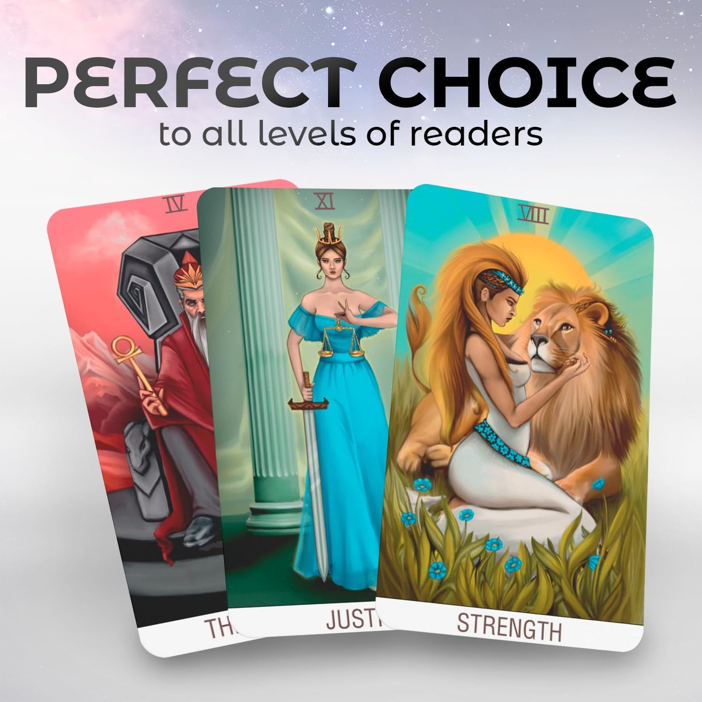 Omnito Original Idylls 78 Tarot Card Set | Pocket-Sized (4.13'' X 2.3'') | Unique Borderless Deck | Fortune Telling Cards | Clas