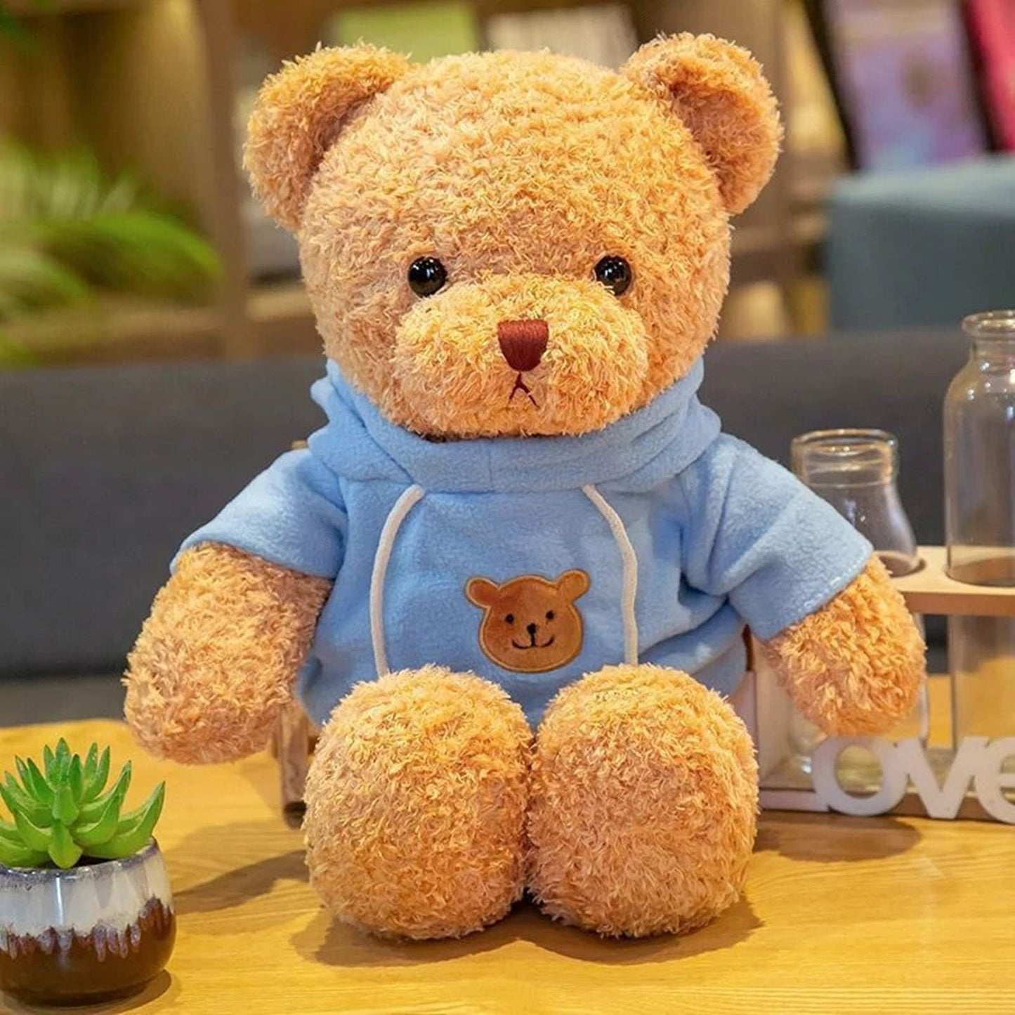 11.8 Inches Teddy Bear Stuffed Animals Soft Plush Cute Teddy Bear With Hoodie Doll For Boys Girls (Blue)