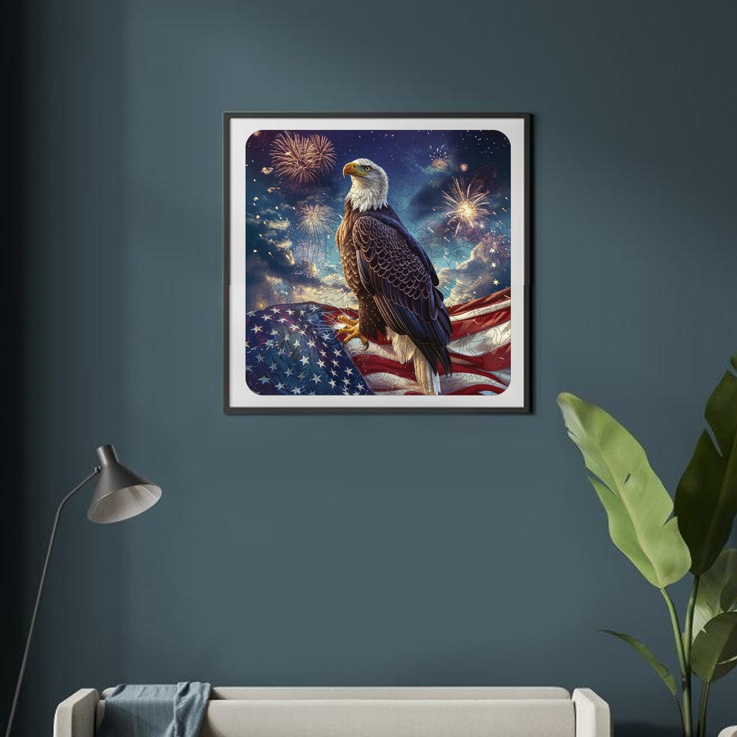 Reouinty Wooden Puzzle For Adults, Eagle Flag Wooden Jigsaw Puzzles(11.2 * 11.2In-200Pcs), Beautiful Wooden Puzzle With Box Birt