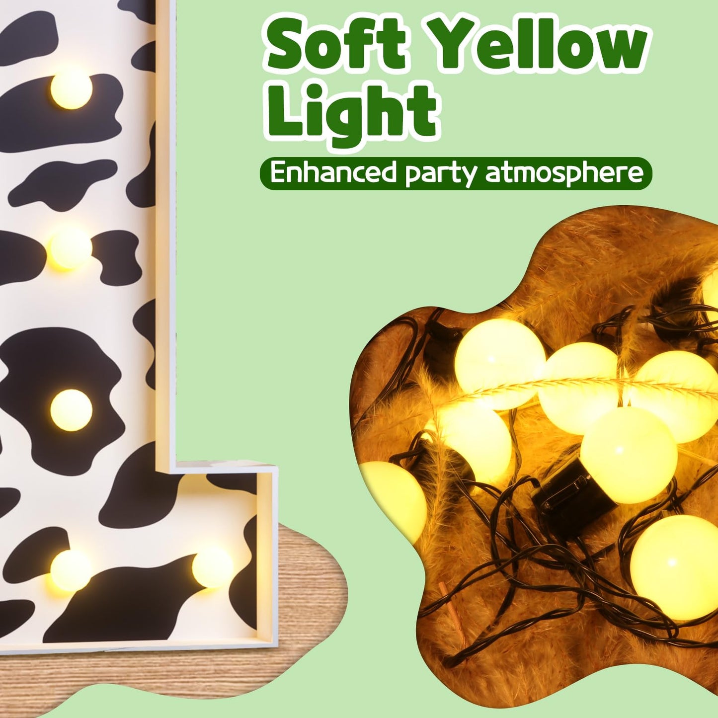 Marquee Numbers Cow Birthday Decorations: 3Ft Large Party Decor Boy Girl First 1St 21St Big Light Up Cardboard Number 1