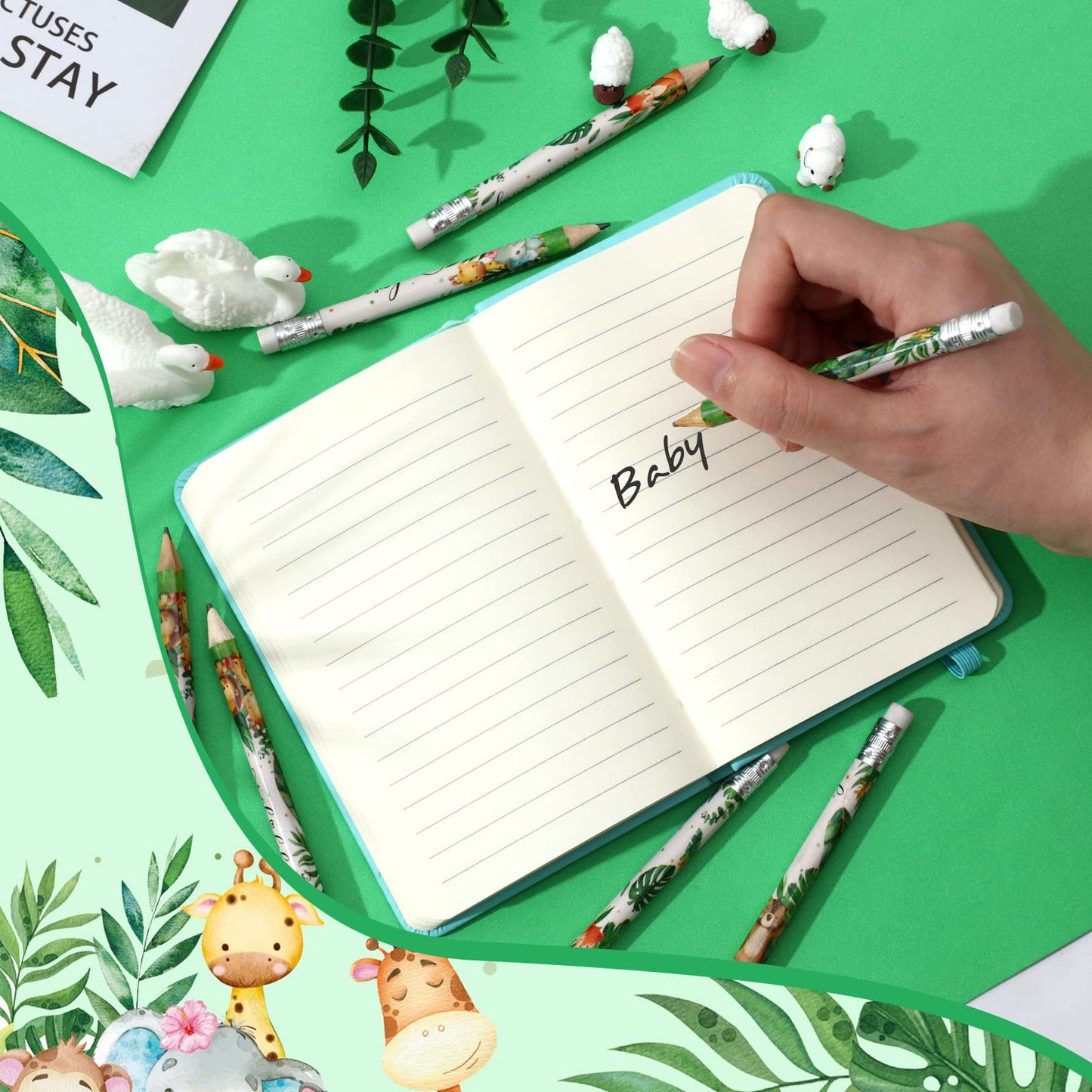 Tinlade 60 Pcs Jungle Animals Baby Shower Golf Pencils With Erasers Baby Shower Game Pencils Small Pencils For Kids Sharpened Mini Pencils For School Baby In Bloom Baby Shower Supplies