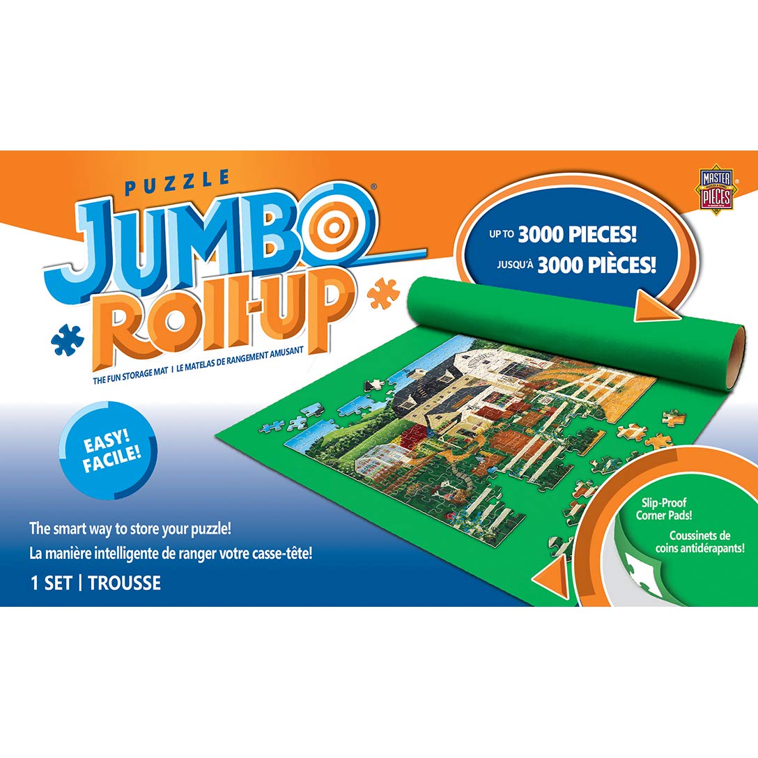 Masterpieces Accessories - Jumbo Jigsaw Puzzle Roll-Up Mat & Stow Box, 48'' X 36'', Fits 3000 Pieces
