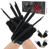 2 PCS Wolf Claws New Upgrade Wolf Claws with Retractable Function 3D Cosplay Wolf Claws for Kids mature-themed with Gloves Halloween Party Decoration Accessory Fits Most Finger Sizes - Black