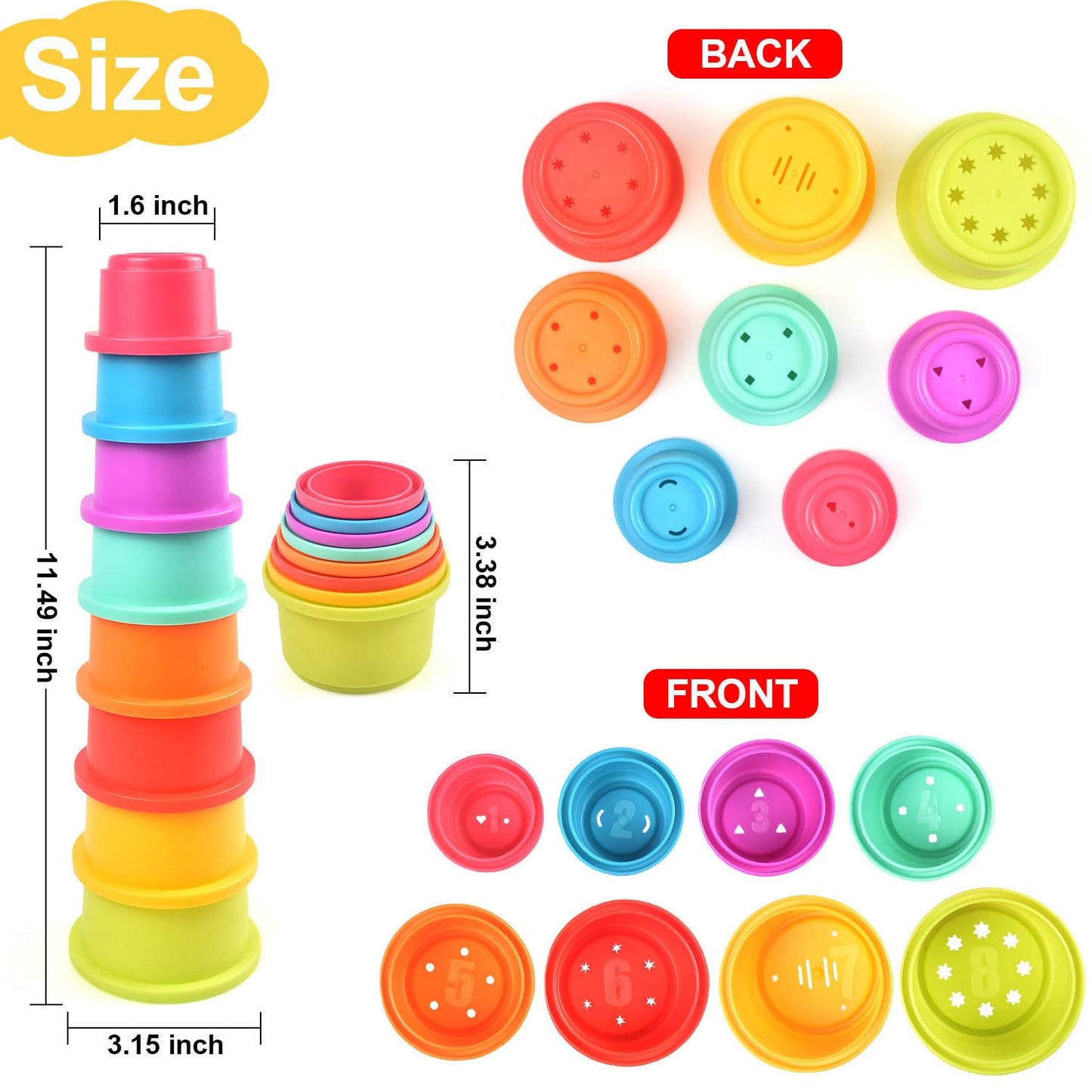 Cosaway Baby Stacking Nesting Cups Toys, Montessori Toys For Toddlers 6+ Months
