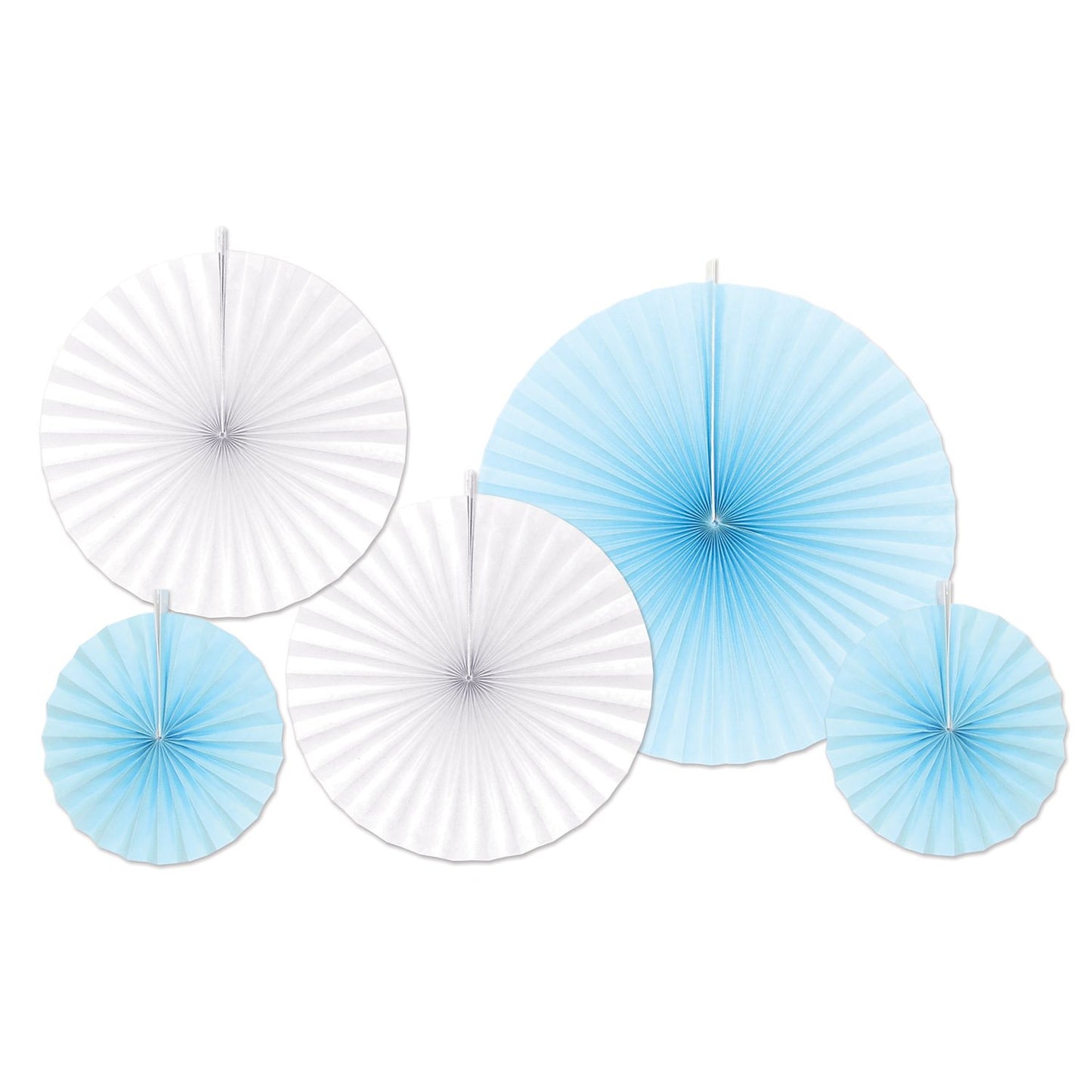 Beistle Blue & White Accordion Paper Fans