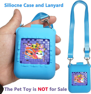 Silicone Cover Case For Bitzee Interactive Toy Digital Pet And Case, Protective Skin Sleeve For Bitzee Virtual Electronic Pets Accessories (Case For Bitzee Original Pet 15 Animals) (Blue)