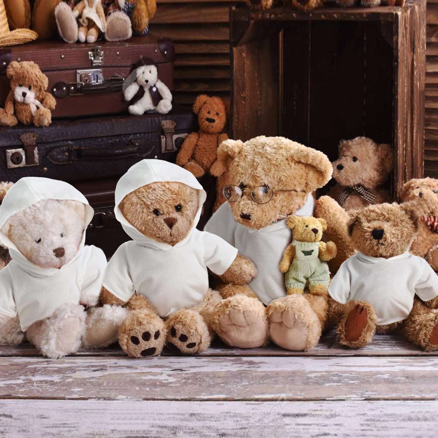 18 Pcs Stuffed Bear Clothes Sublimation Blank Bear Shirt Doll T-Shirts Stuffed Animal Tshirt Basic Hoodie Easy to Wear Fit 14-18 Inches Stuffed Dolls