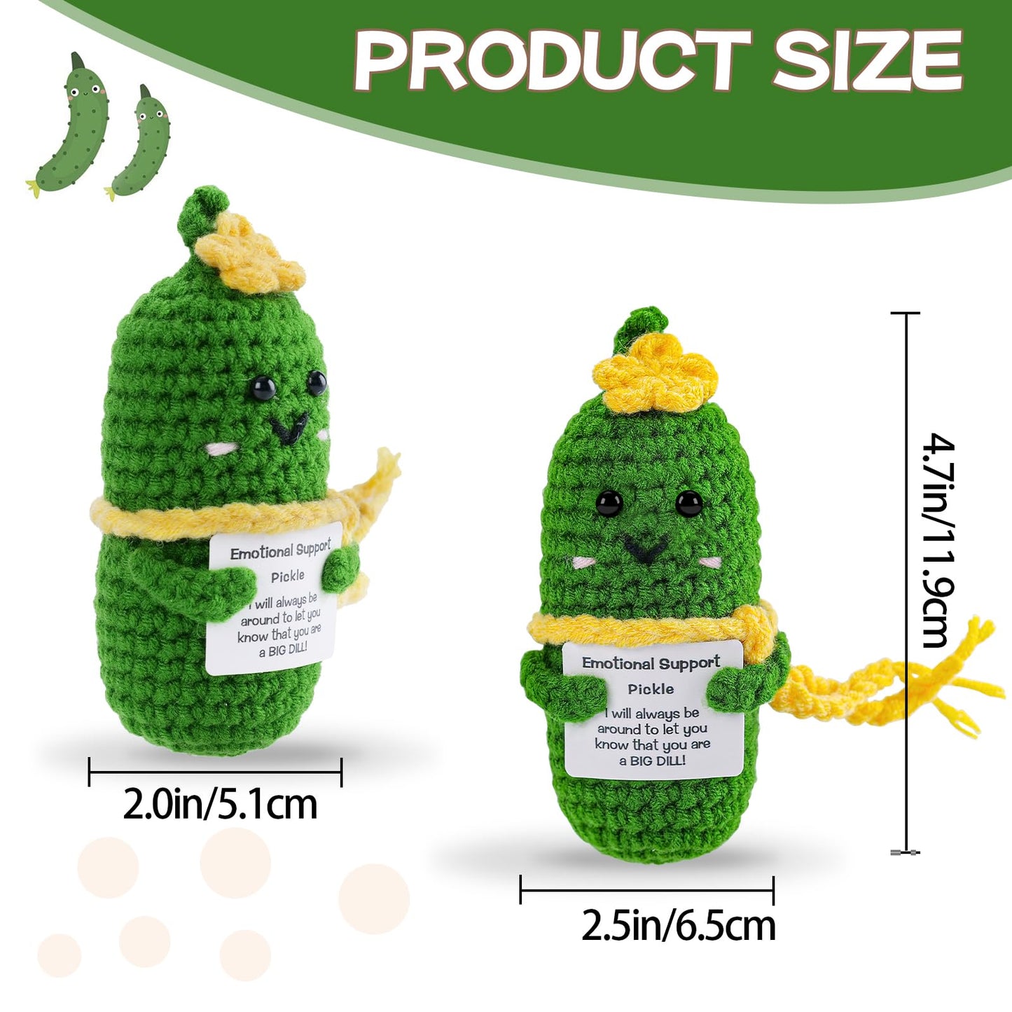 Hoedia Emotional Support Pickle Gifts For Women: Cucumber With Flower Scarf Card Crochet Dolls Friend Birthday Gifts For Her Cow