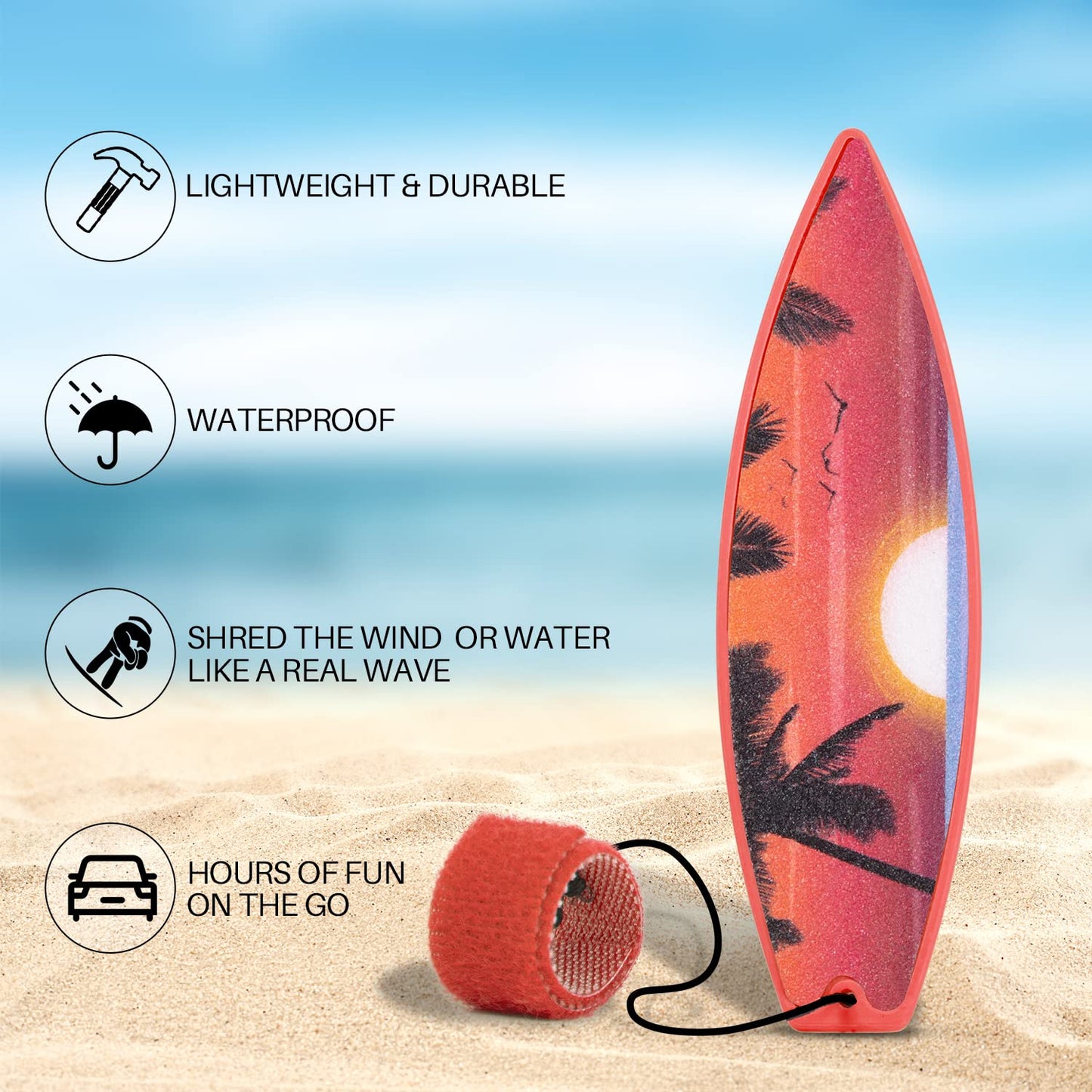 LA KEN DU Finger Surfboard for Car Ride, 2PCS Mini Surfboard for Kids-Wind Surfboard Fingerboard for Car Window (Red & Green wit