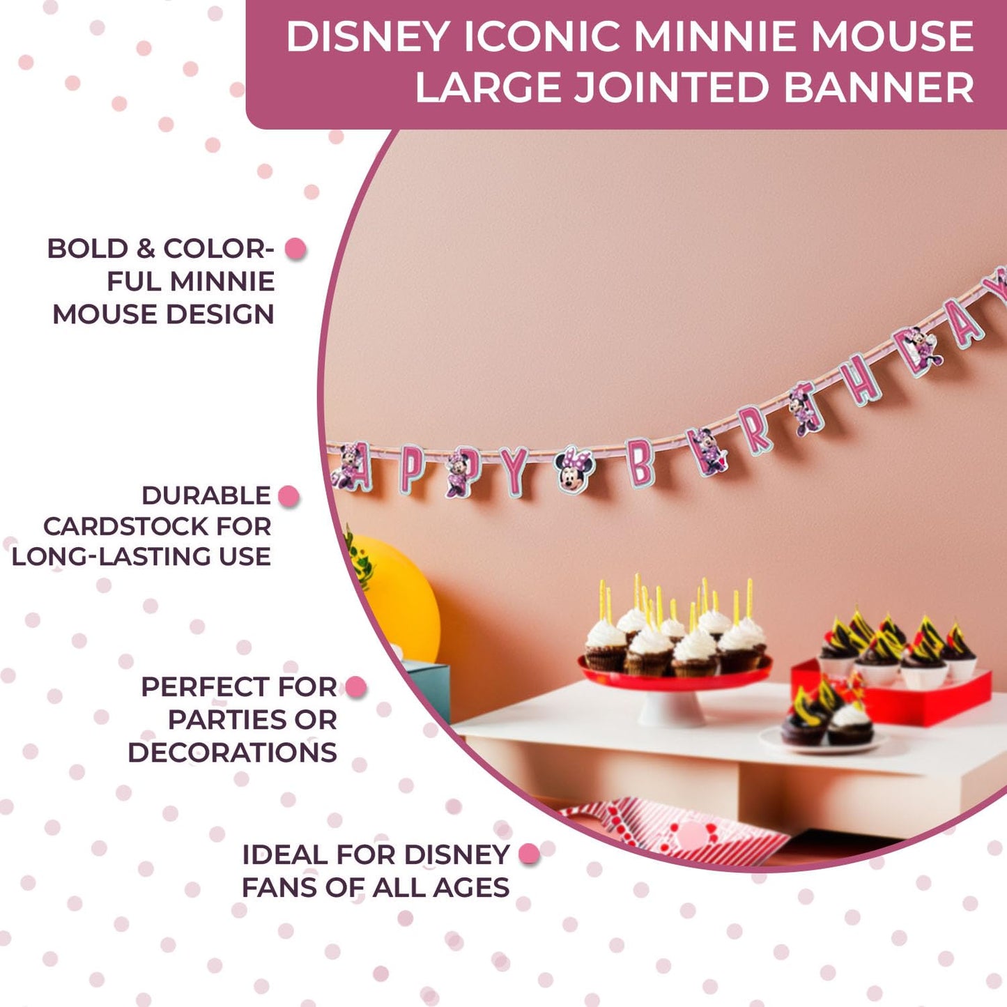 Unique Iconic Minnie Mouse Birthday Jointed Banner