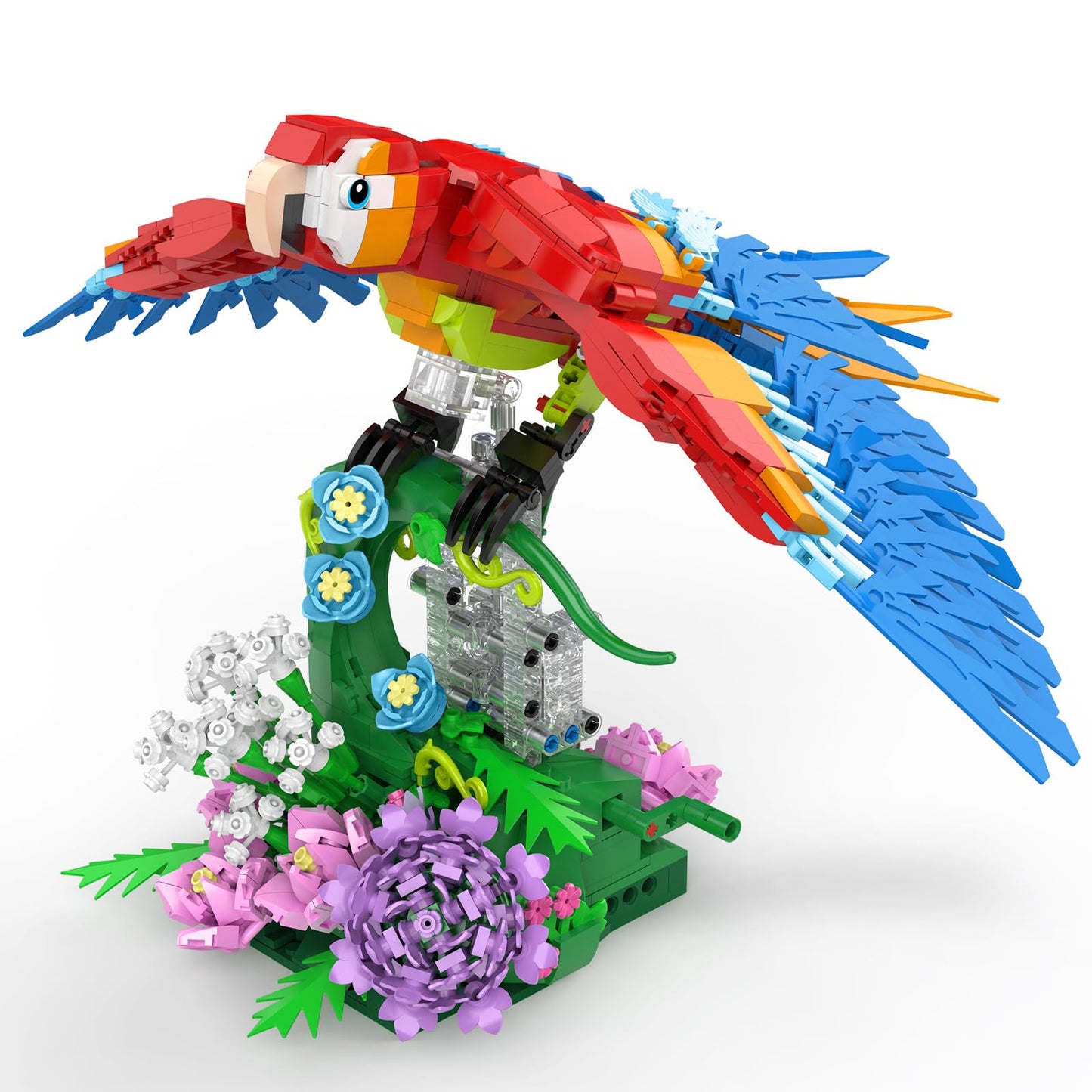 Vziimo Parrot Floral Building Set, Moc Flower And Parrot Collectible Table Art Kit, Creator 2 In 1 Animals Bird Ideas Gifts Toys For Adults And Kids Age 12+ (1176 Pcs)