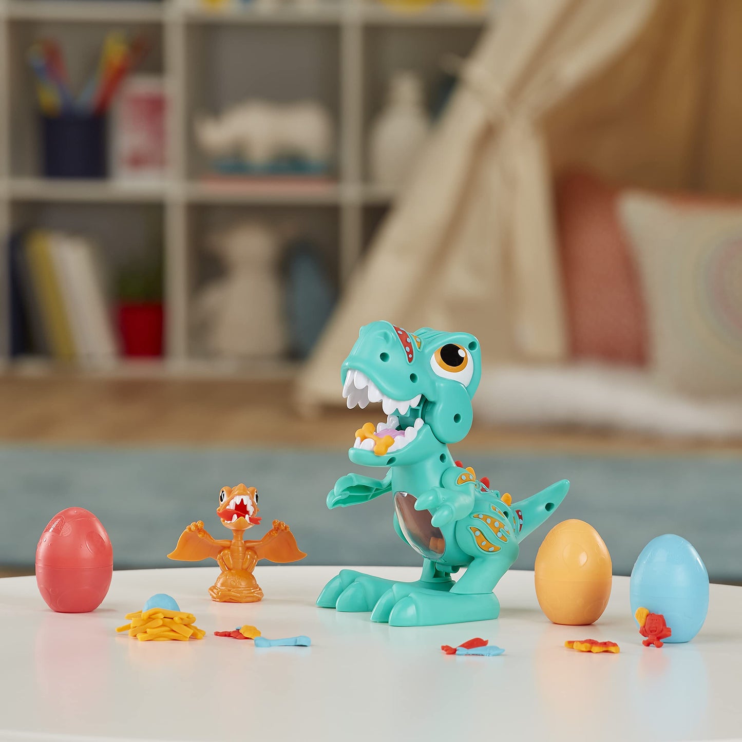 Play-Doh Dino Crew Crunchin' T-Rex Toy For Kids 3 Years And Up With Funny Dinosaur Sounds And 3 Eggs, 2.5 Ounces Each, Non-Toxic