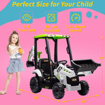 Sesslife Jcb Ride On Excavator, Kids Ride On Car With Remote Control, Electric Vehicle With Front & Back Loader For Kids Aged 3-
