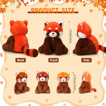 Syhood 5 Pcs Red Panda Stuffed Animal Toys Kids Valentine'S Day Gifts Favor Supplies Family Set 13 Inch Mommy Plush With 4 Cute